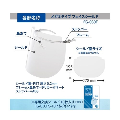メガネタイプフェイスシールド FG−03