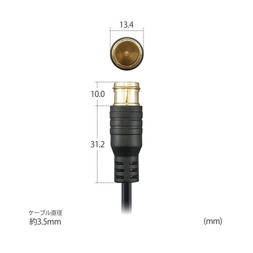 極細アンテナケーブル 3m ブラック 両