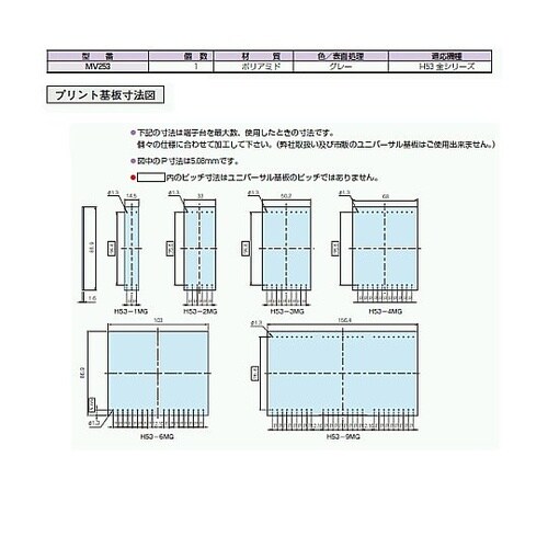 MV型ネジ式プリント基板端子台(H53専