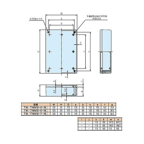 TWN型難燃性:W125 x D175