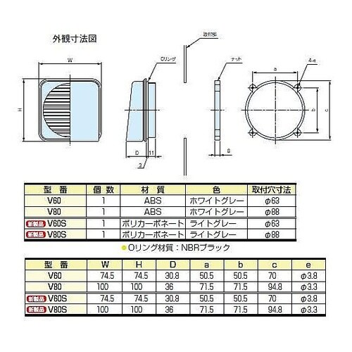 V型フード付ルーバー(ポリカーボネートタ
