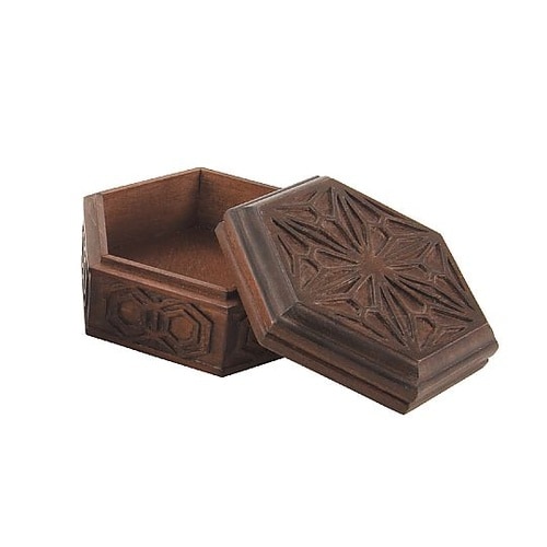 30006 木彫六角小箱(しな材)