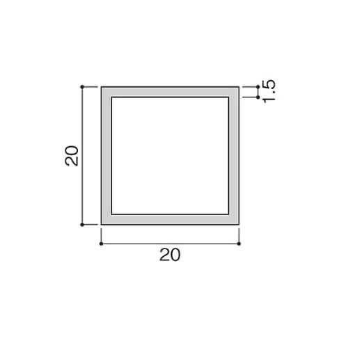 AK20201 アルミ角パイプ20×20