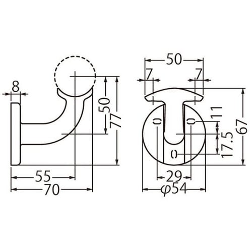 BR−600ブラケットL受35径アイボリ