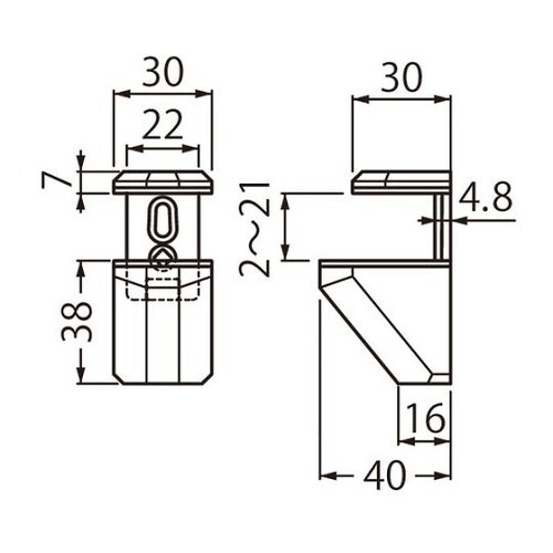 TG−3 棚グリップC形Mシルバー