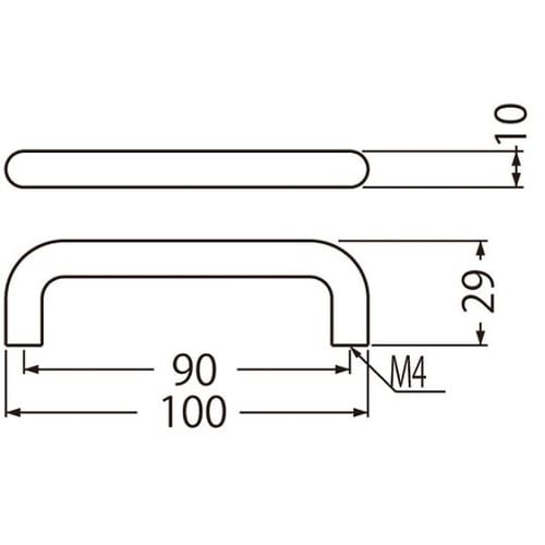 A−14 丸棒ハンドル100ミリシルバー