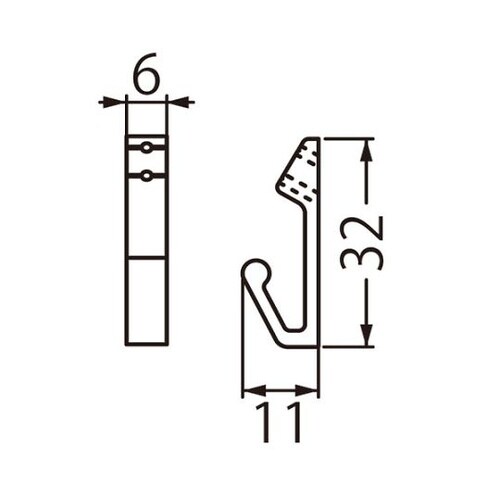 A−15 V形フック6ミリ黒