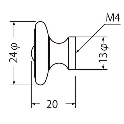KB−53ロワイヤルツマミ小黒ニッケル