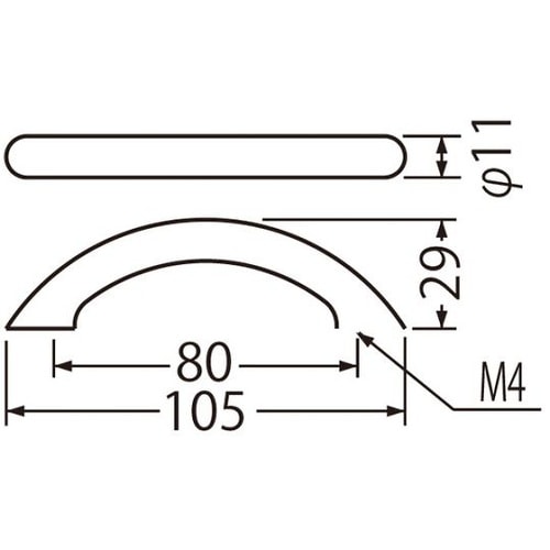 P−4PC弓形ハンドル105ミリクローム