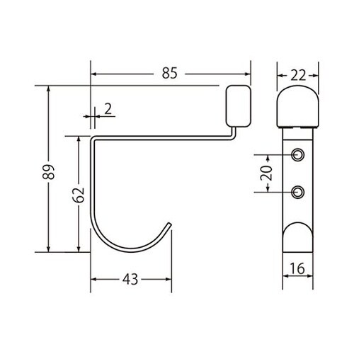 RS−9 フック付戸当りヘアーライン