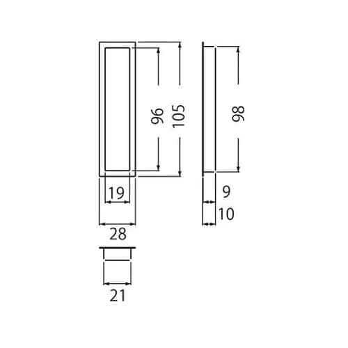 T−11平面長角戸引手105ゴールド