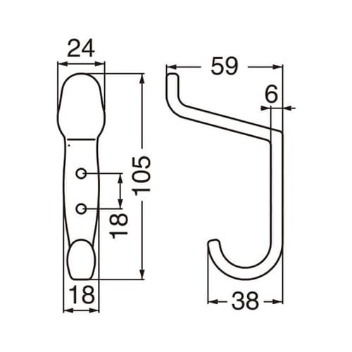 CZ21ダヴィンチ帽子掛L形Nブラック