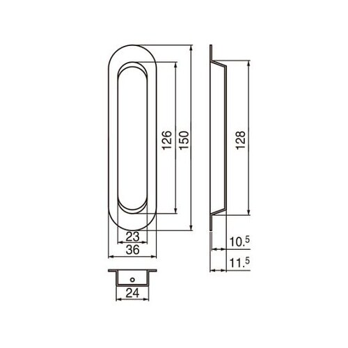 ST18プレーン戸引手150ミリブラック