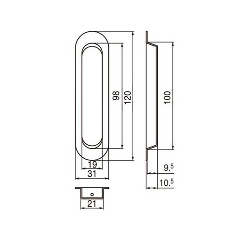 ST18プレーン戸引手120ミリブラック