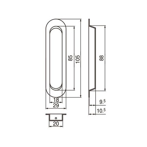 ST18プレーン戸引手105ミリブラック