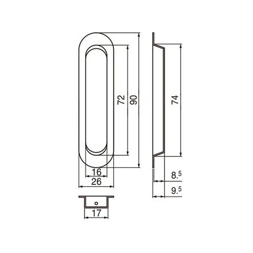 ST18 プレーン戸引手90ミリブラック