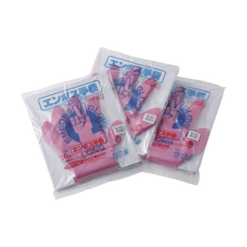 エンボス手袋ロング五本絞り ピンク S