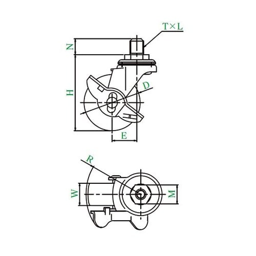 ET型キャスター 自在車ねじ込み式 ET