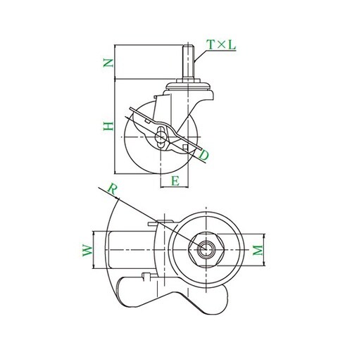 ST−S型キャスター 自在車ねじ込み式(