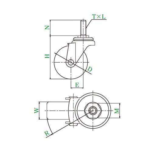 ST型キャスター 自在車ねじ込み式 ST
