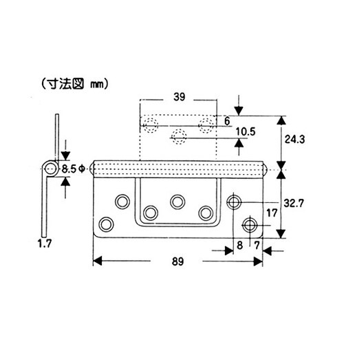 VF−033厚口フラッシュ丁番89mm茶