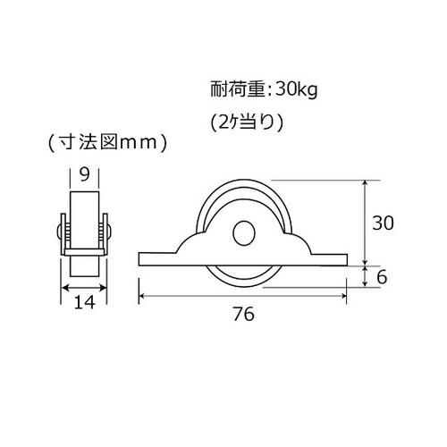 SH−438 ナイロン戸車 平 36mm