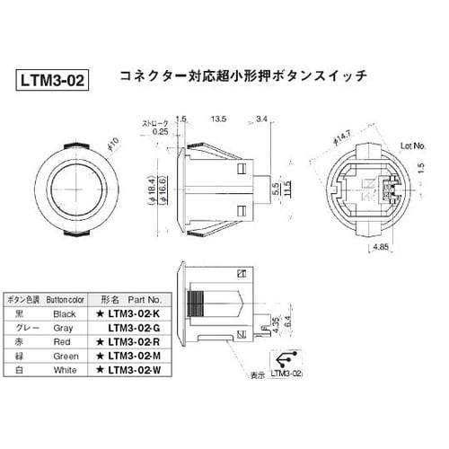 超小形押しボタンスイッチ OFF−(ON