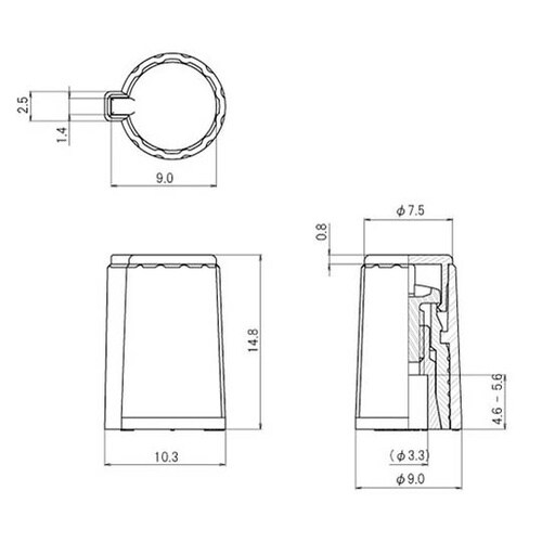 つまみ 10.3mm 黒 キャップ:蓄光