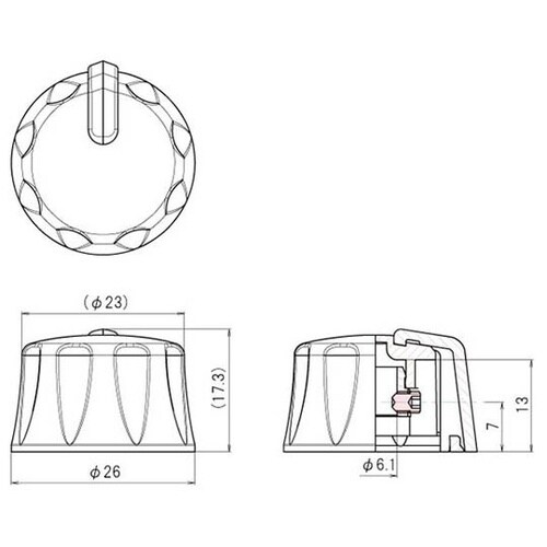 つまみ Φ26 黒 指示線:白 シャフト