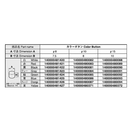 押しボタンスイッチ8Φボタン 黒 140