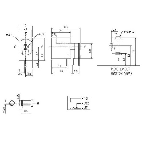 32723PBEDC基板ジャック1.3φ