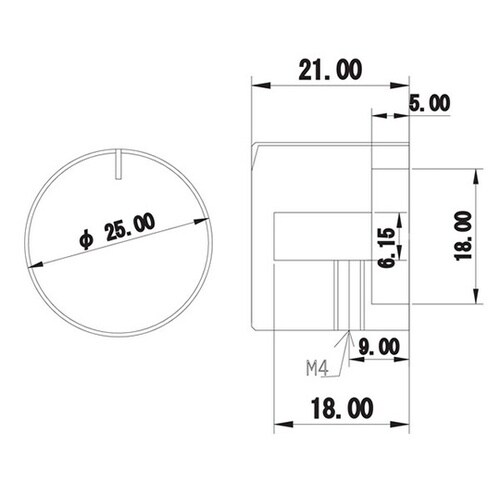 25X21BPS−7 アルミ製ツマミ 銀