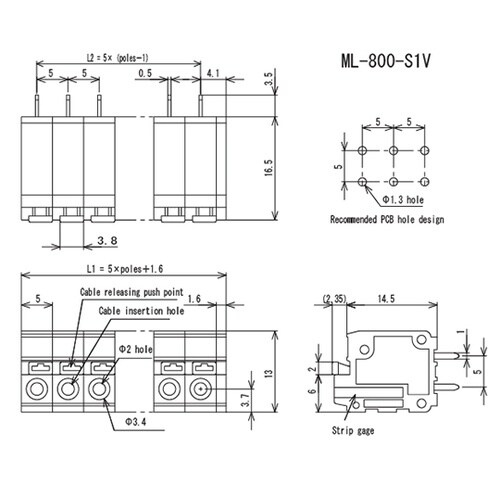 ML−800−S1V−10P貫通型端子台