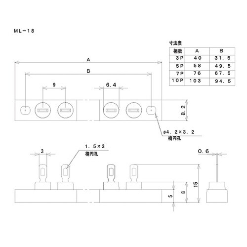 ML−18−10P ラグ端子台 10極