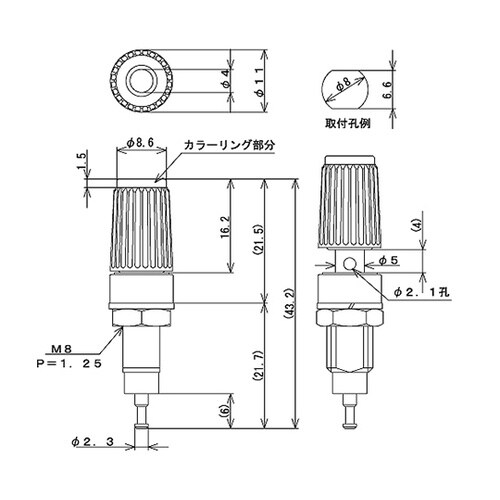 T−45−G 絶縁ターミナル 4mm