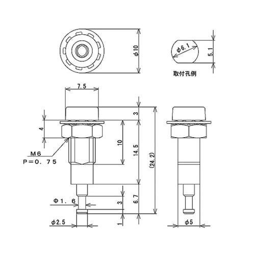 TJ−10−A−B チップジャック 黒