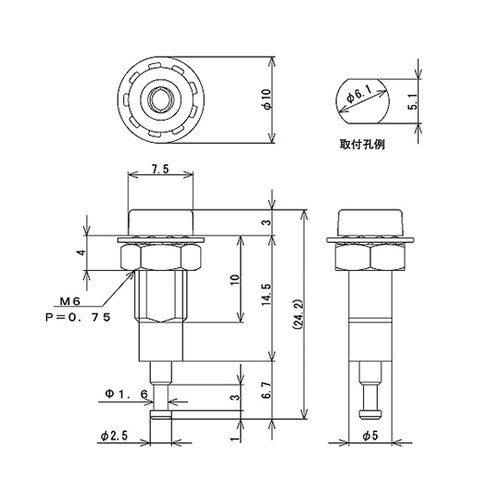 TJ−10−A−R チップジャック 赤