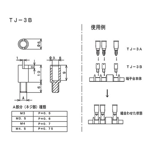 TJ−3B−4バナナプラグ取付金具M4用