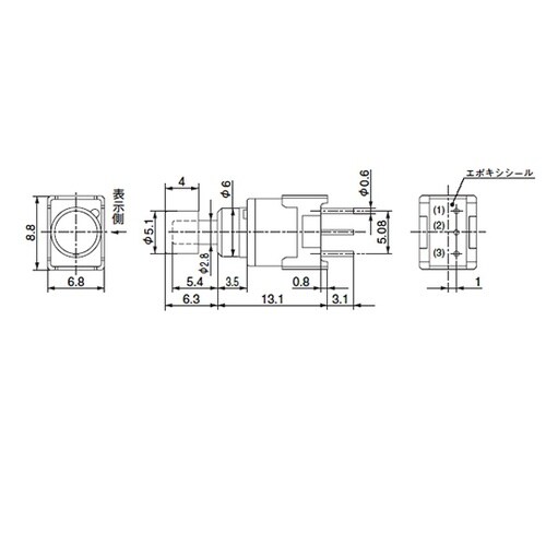 押しボタンスイッチ ON−(ON) 単極