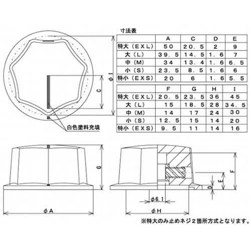 つまみ Φ34 黒 指示線あり シャフト