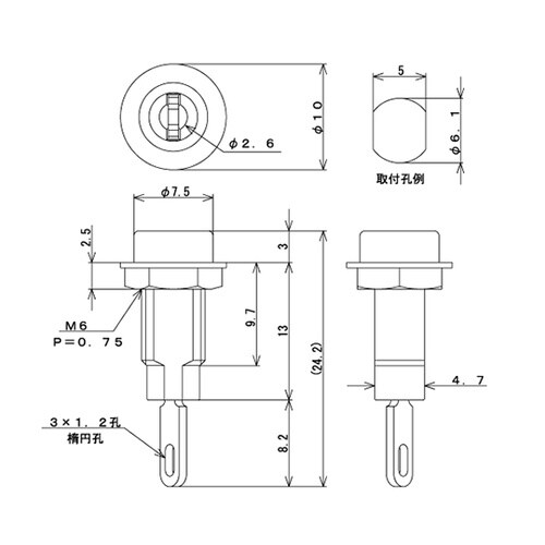 TJ−1−BL チップジャックパネル取付