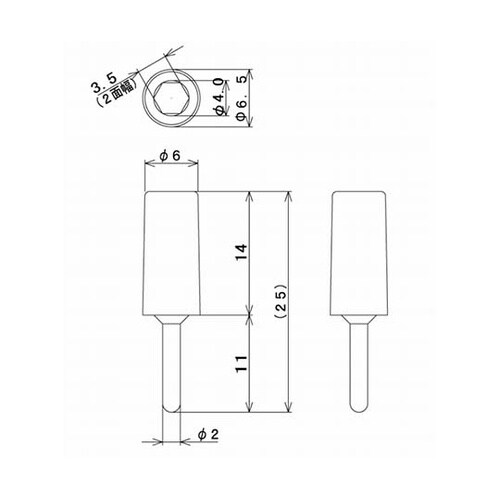 TJ−2−P−Rチッププラグ2mm赤