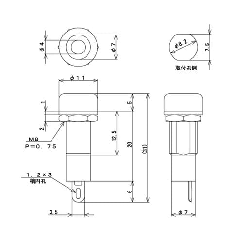 TJ−4−B チップジャック 4mm 黒
