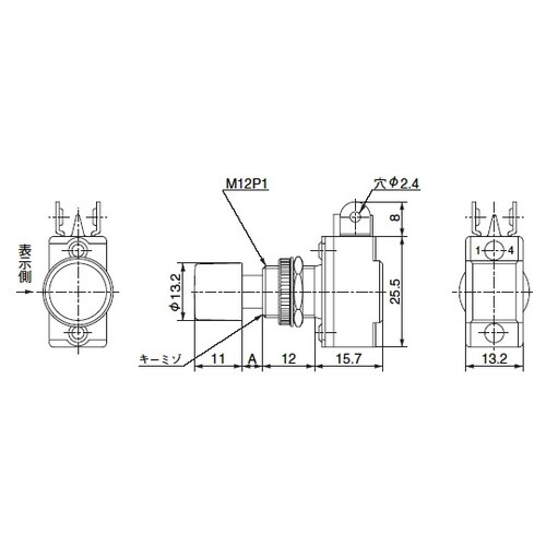 小形押しボタンスイッチ OFF−(ON)