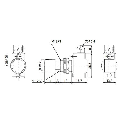 小形押しボタンスイッチ ON−(OFF)