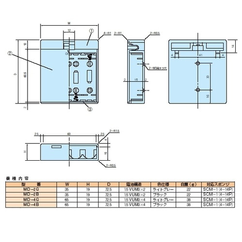 MD4B 外付電池ケース MD型