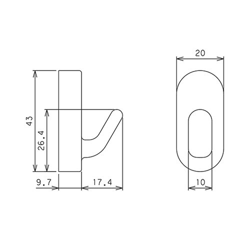 MC−002W 壁面フックホワイト 2個