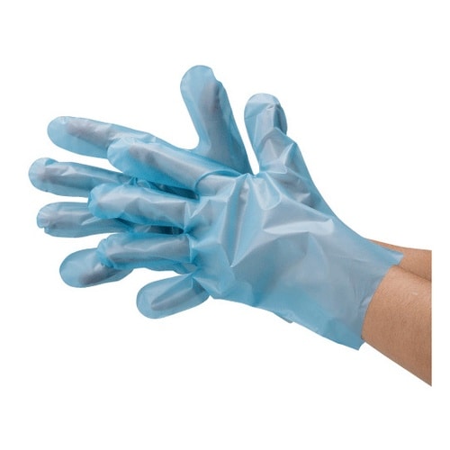 2018 PE手袋 外エンボス 青 M