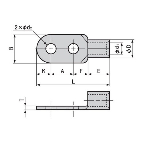 RD100−14JP二つ穴端子(RD形)