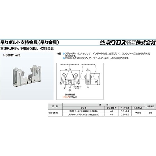 HB3FD1−W3 Fデッキ用吊り金具